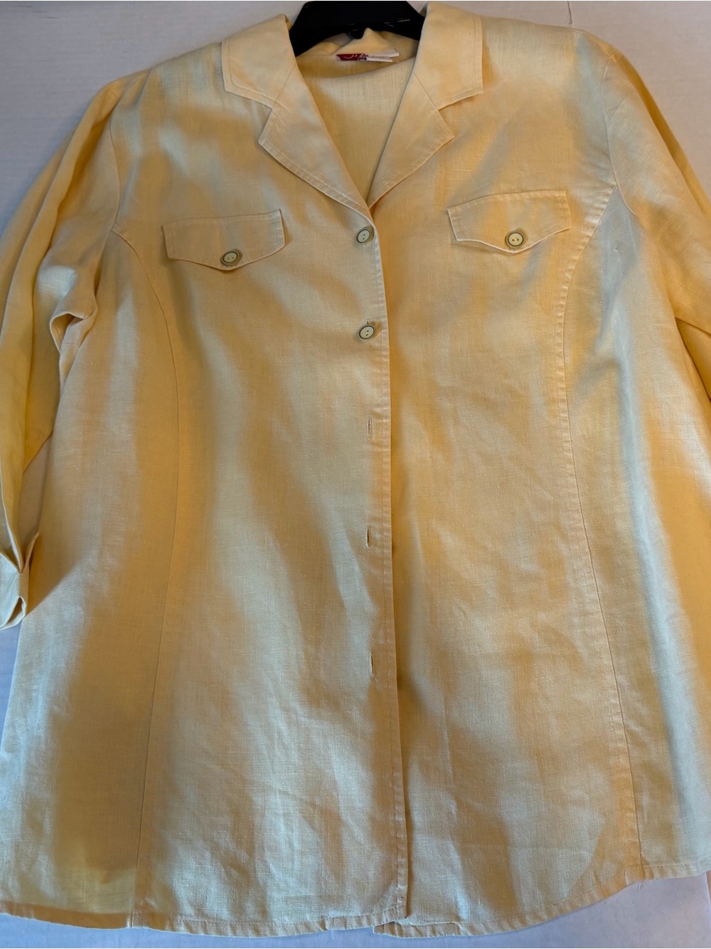 JM Collection Pale Yellow linen Button-Down Shirt size 16